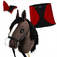 Zestaw Skippi - Hobby Horse Gniady - Derka i nauszniki - czerwona i czarna