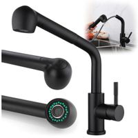 Bateria kuchenna zlewozmywakowa wyciągana wylewka perlator 360 czarna 35 cm