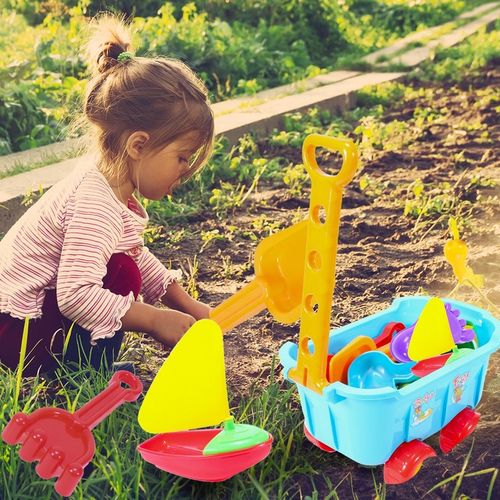 ZESTAW DO ZABAWY W PIASKU PIASKOWNICY WÓZEK TACZKA FOREMKI ŁOPATKI na Arena.pl