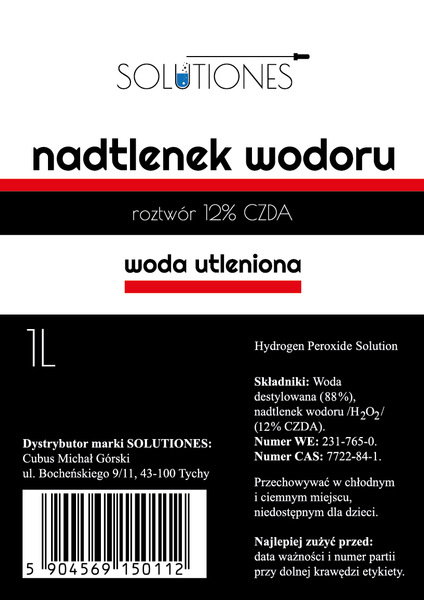 Woda utleniona 12% - Nadtlenek wodoru 1 L Solutiones zdjęcie 2
