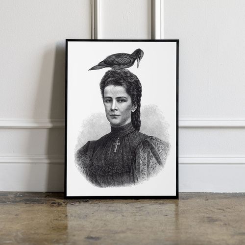 Plakat portret szkic kobieta ptak 70x100 cm na Arena.pl