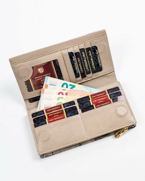 PETERSON portfel damski skórzany lakierowany z motylami P187 srebrny zdjęcie 7