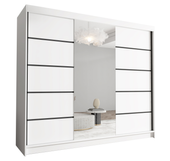 Szafa przesuwna DAVOS VI z lustrem 250cm - garderoba- BIAŁY