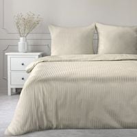 Jednokolorowa pościel z satyny w prażki VERA 140X200 70X80X1 beżowa