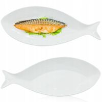 SALATERKA PORCELANOWA BIAŁA 40 CM KSZTAŁT RYBA MISECZKA PÓŁMISEK