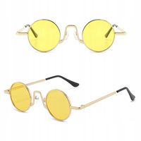 OKULARY OKRĄGŁE PRZECIWSŁONECZNE LENONKI ZŁOTE Filtr Unisex UV400 + Etui