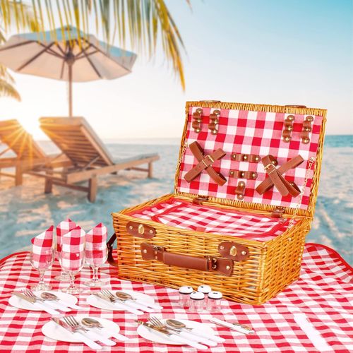 ELEGANCKI KOSZ PIKNIKOWY Z WIKLINY 4os NACZYNIA na prezent ŚLUB TERMOTORBA na Arena.pl