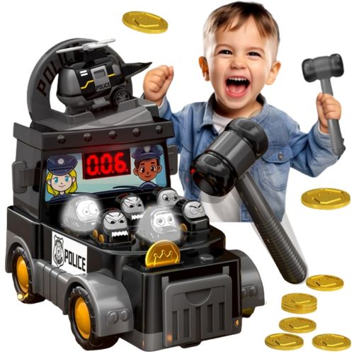 WOOPIE Gra Zręcznościowa Uderz Młotkiem Wbijak Wóz Policyjny z Akcesoriami na Arena.pl