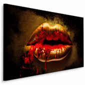 Obraz Na Płótnie Do Sypialni Złoto-Czerwone USTA Abstrakcja 120cm x 80cm