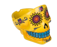 Popielniczka Żółta w Kształcie Żółtej Czaszki z Uchwytem na Papierosa