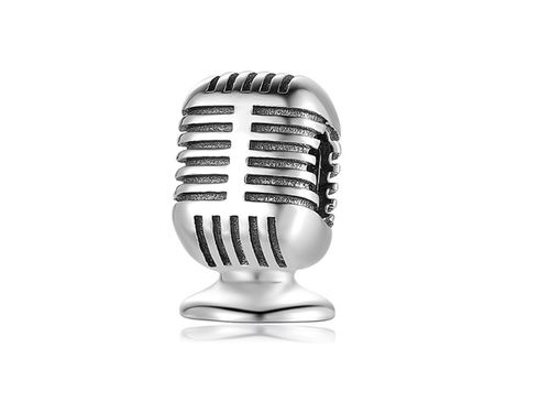 Rodowany srebrny wiszący charms do pandora mikrofon microphone srebro 925 CHARM250 na Arena.pl
