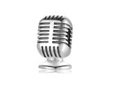 Rodowany srebrny wiszący charms do pandora mikrofon microphone srebro 925 CHARM250