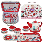 Duży Zestaw Do Herbaty W Walizce Kwiaty Dzbanek Tacka Talerzyki Filiżanki