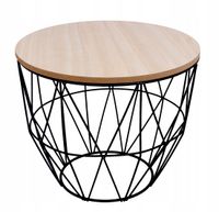 STOLIK METALOWY KAWOWY BRĄZOWY Z CZARNYM KOSZEM OKRĄGŁY LOFT