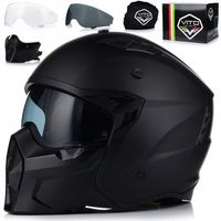 KASK MOTOCYKLOWY 4w1 VITO PREDATOR MATT ODPINANA SZCZĘKA + DASZEK + 2xSZYBA