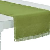 Bieżnik lniany SAINT TROPEZ z frędzelkami.