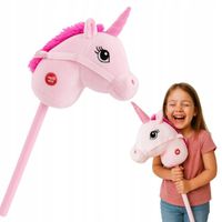KOŃ NA KIJU ZABAWKA HOBBY HORSE KONIK GRZYWA RÓŻOWY JEDNOROŻEC
