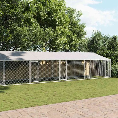 Klatka dla psa, z dachem i drzwiami, szara, 12x2x2 m, stal na Arena.pl