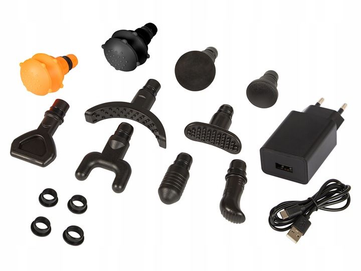 PISTOLET DO MASAŻU PLECÓW CIAŁA MASAŻER MASSAGE GUN 200W ZESTAW 10 KOŃCÓWEK zdjęcie 2