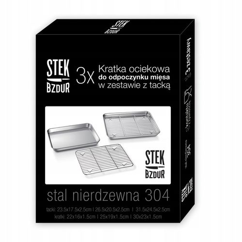 Zestaw 3x Kratka Ociekowa z Tacką do Odpoczynku Mięsa Pieczenia Chłodzenia na Arena.pl