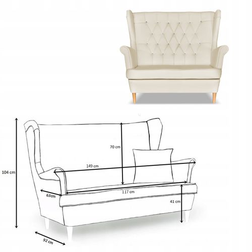 Zestaw uszak Gaja ekoskóra skaj sofa fotele pufy beżowy na Arena.pl