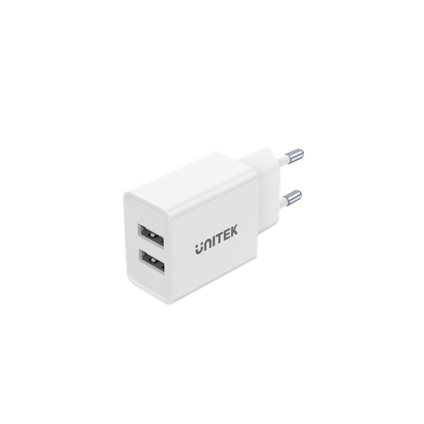 Unitek Ładowarka 2*USB-A 12 W biała zdjęcie 1
