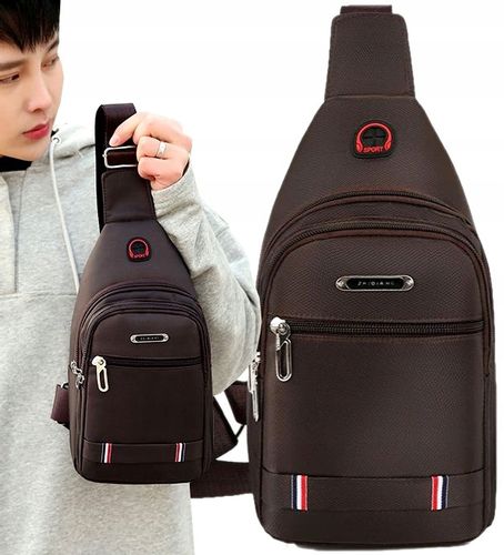 Męski Plecak Torba lekka saszetka na ramię nerka  T107_Brązowy na Arena.pl