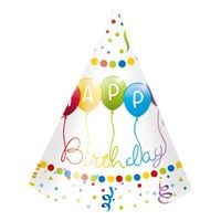 czapeczki papierowe happy birthday baloniki 6 szt