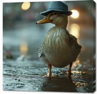 Obraz 90x90cm Kaczka w Kapeluszu