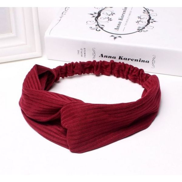 Opaska gumka do włosów węzeł boho bordowa zdjęcie 2