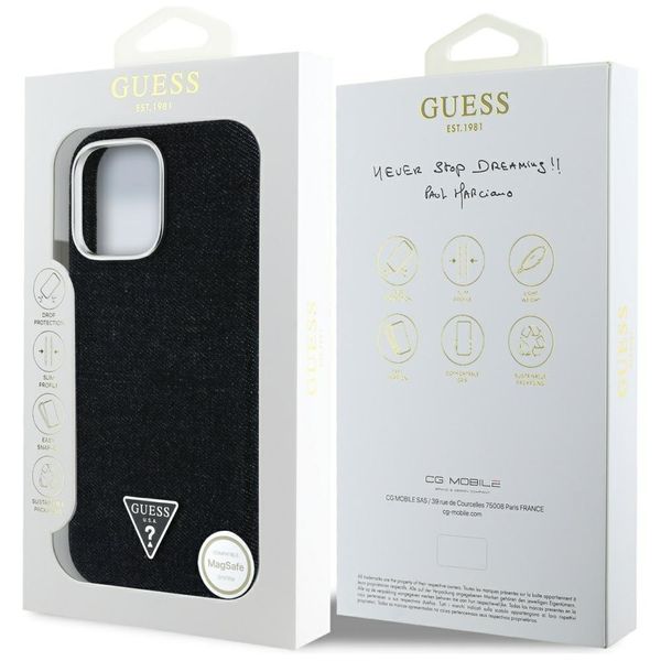 Etui Guess Denim Triangle Logo MagSafe do iPhone 16 Pro Max czarny zdjęcie 8