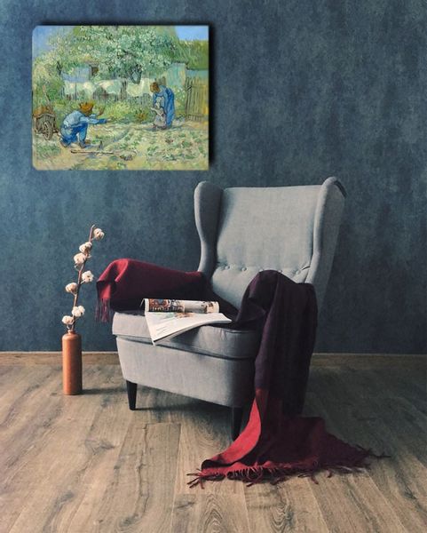 First Steps, after Millet, Vincent van Gogh - obraz na płótnie 100x70 cm zdjęcie 2