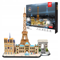 PUZZLE 3D MIASTO PARYŻ WIEŻA EIFFLA LUWR PANORAMA ŚWIATŁO LED 117 ELEMENTÓW