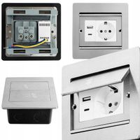 Gniazdo Podłogowe Mediaport 2x USB Schuko Spacetronik wpuszczane srebrne