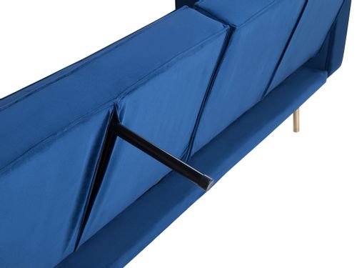 Sofa rozkładana welurowa niebieska VISNES na Arena.pl