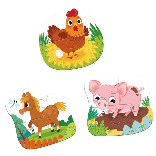 Puzzle 3W1 2-3-4 Elementy ”Dzień Na Farmie” Trzy Układanki Dla Dziec na Arena.pl