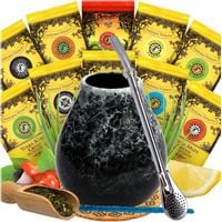 Yerba Mate Green Zestaw Owocowe Big Tykwa Bombilla MIX smaków 10 x 50g