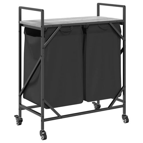 Kosz na pranie 2 przegrody z kółkami, szary dąb sonoma na Arena.pl