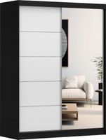 Szafa przesuwna VISTA 05 150x61 CZARNY/BIAŁY+LUSTRO półki PRODUCENT