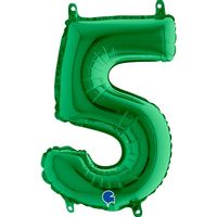 Balon foliowy cyfra 5 zielony, 35 cm