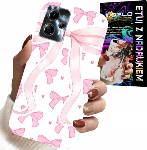 ETUI DO MOTOROLA G13 / G23 - RÓŻOWE WSTAZKI WSTĄZKA MODNE WZORY CASE na Arena.pl