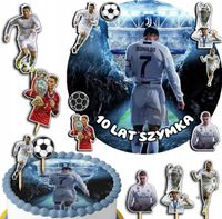 ZESTAW OPŁATEK NA TORT 20CM + TOPPERY PAPIEROWE - RONALDO IMIĘ 15CM 18CM