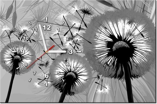 60CM 40CM ZEGAR OBRAZ DMUCHAWCE CZERNI BIELI DRUK PŁÓTNO RAMA na Arena.pl