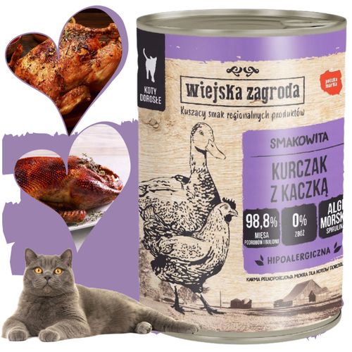 karma mokra dla kota kurczak kaczka 400g wiejska zagroda bez zbóż i glutenu na Arena.pl