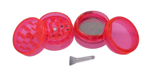 Plastikowy Młynek do Mielenia Tytoniu Suszu Grinder Crusher Neonowy Róż na Arena.pl
