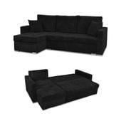 Narożnik Bonito rozkładany z funkcją spania Family Meble sztruks czarny