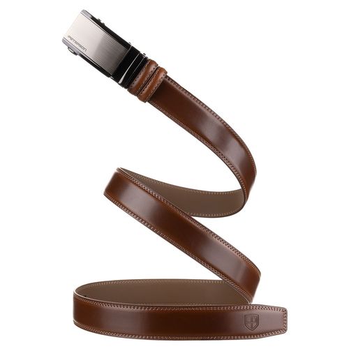 brązowy pasek męski z automatyczną klamrą wykonany ze skóry naturalnej na Arena.pl