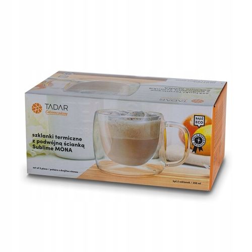 Duże SZKLANKI TERMICZNE do kawy 350ml komplet szklanek 2 szt. Sublime Mona na Arena.pl