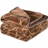 KOC CIEPŁY GRUBY MIĘKKI NARZUTA PLED NA ŁÓŻKO KANAPĘ 160x200 BRĄZ LIŚCIE