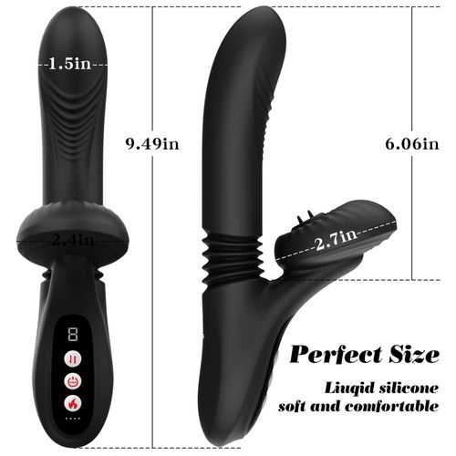 Silicone Vibrator 7 Powerful Modes - Licking,Thrusting And Heating, Black na Arena.pl